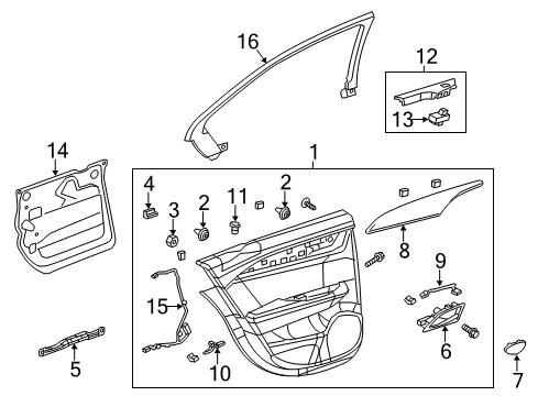 2013 Cadillac ATS Interior Trim - Rear Door Diagram