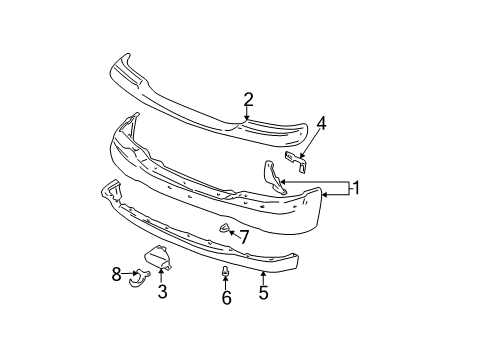 2005 GMC Yukon XL 2500 Front Bumper Diagram