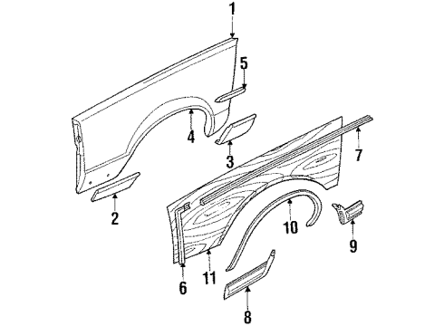 1985 Pontiac Bonneville Molding, Front Driver Side Diagram for 10018770