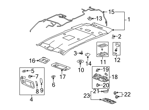 2009 Saturn Outlook Headliner, Titanium Diagram for 25904325