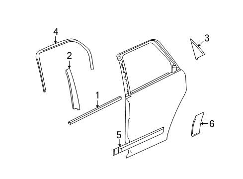 2008 Pontiac Torrent Exterior Trim - Rear Door Diagram