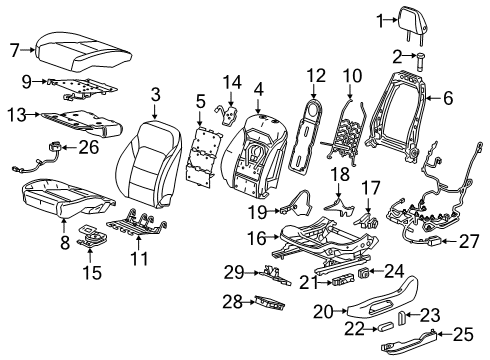 2022 Chevy Blazer Driver Seat Components Diagram