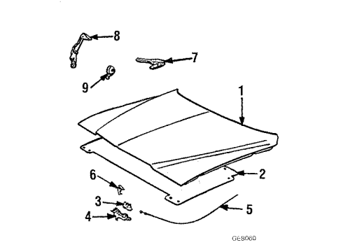 1985 GMC Caballero Hood & Components Diagram
