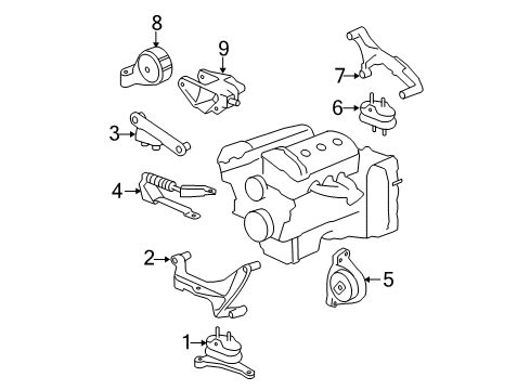 2009 Chevy Equinox Rear Mount Bracket Diagram for 15822575