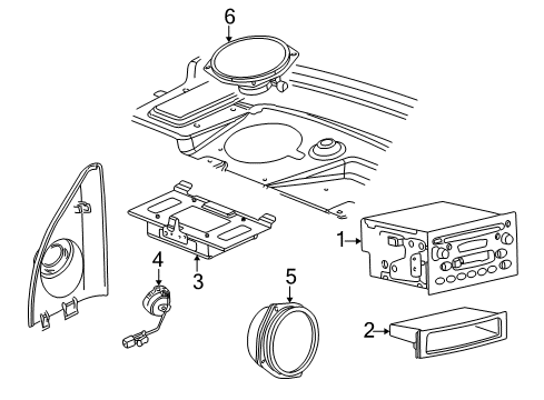 2003 Saturn Ion Package Tray Speaker Diagram for 21024449