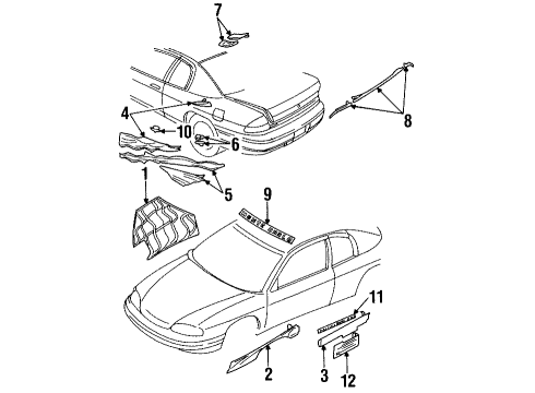 1995 Chevy Monte Carlo Tail Gate Logo Diagram for 12545609