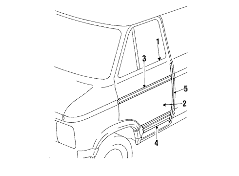 1992 GMC G1500 Front Door & Components, Exterior Trim Diagram