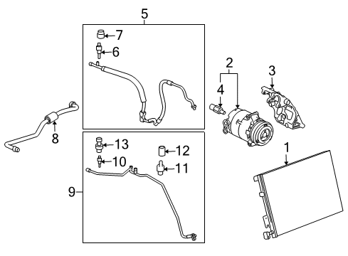 2011 Chevy Corvette A/C Condenser, Compressor & Lines Diagram