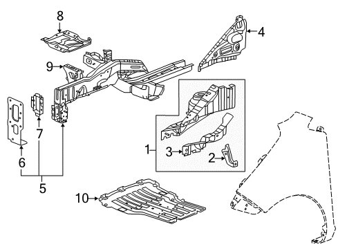 2016 Chevy Spark EV Structural Components & Rails Diagram