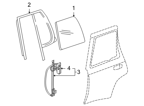 2005 Buick Rainier Rear Door - Glass & Hardware Diagram
