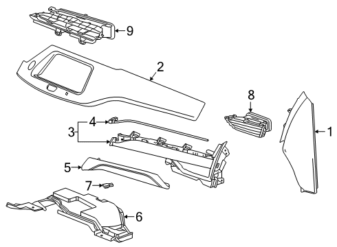 2023 Cadillac XT4 Trim Pad, Black, Passenger Side Diagram for 85105081