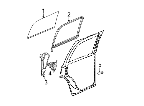 2001 GMC Sierra 3500 Rear Door - Glass & Hardware Diagram