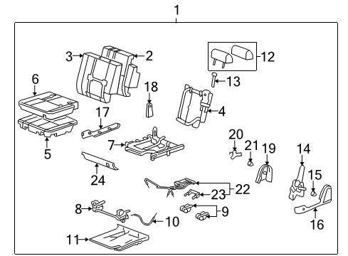 2012 Cadillac Escalade Rear Seat Components Diagram 5 - Thumbnail