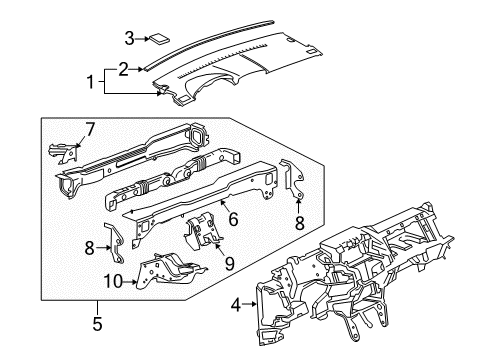 2008 Chevy Equinox Upper Dash Panel Diagram for 15904616