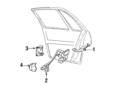 1991 Buick Park Avenue Rear Door - Lock & Hardware Diagram