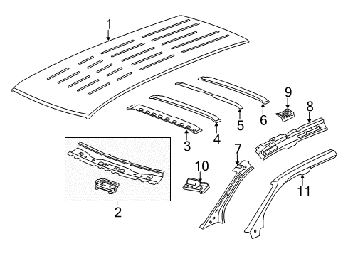 2013 GMC Acadia Roof & Components Diagram