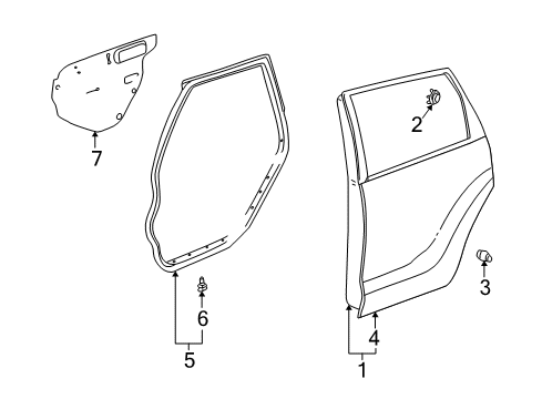 2004 Pontiac Vibe Door Weatherstrip Diagram for 88969775