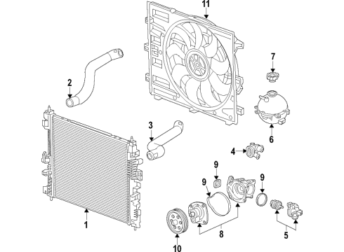 2021 Chevy Blazer Radiator Shutter Assembly, Front Diagram for 85535383