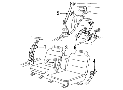1994 Buick LeSabre Belt & Retractor, Passenger Side Diagram for 12532018