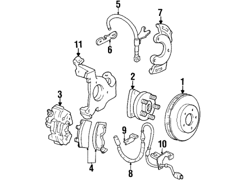 1994 Pontiac Bonneville Brake Components Diagram
