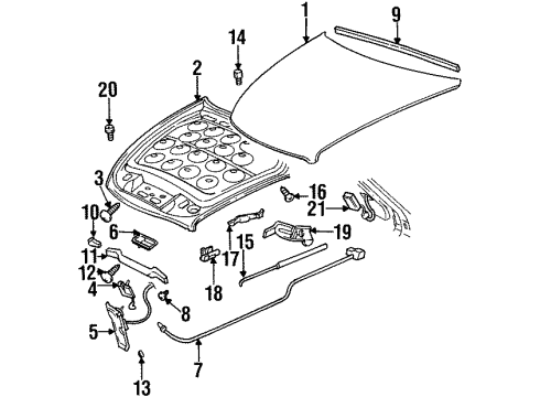 1997 Buick Riviera Hood & Components Diagram