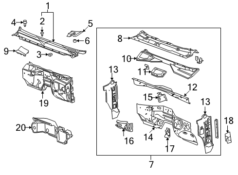 2012 GMC Sierra 1500 Cab Cowl Diagram 4 - Thumbnail