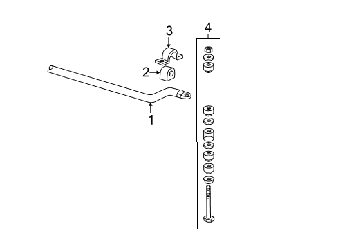 2005 Pontiac Aztek Stabilizer Bar & Components - Front Diagram