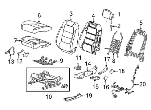 2023 Chevy Trailblazer Driver Seat Components Diagram