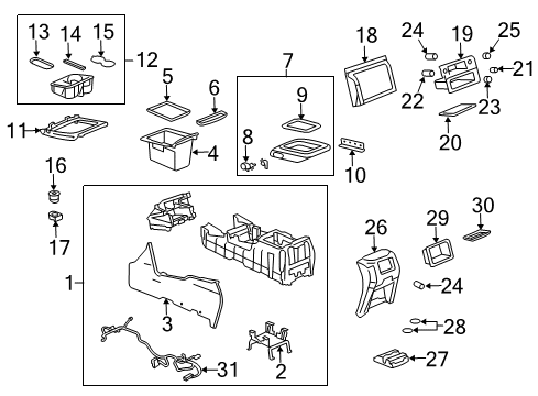 2006 Chevy Silverado 1500 Console Assembly Diagram for 88986686