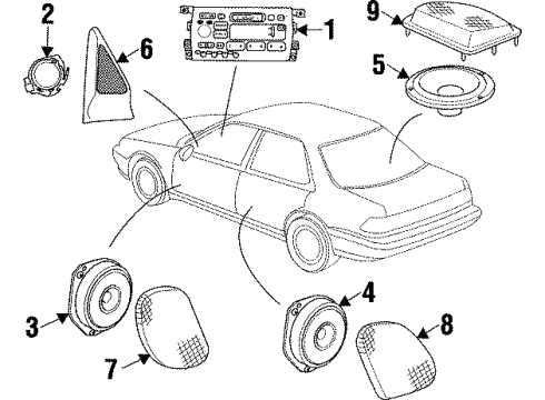 2000 Cadillac Catera Package Tray Speaker Diagram for 90493875