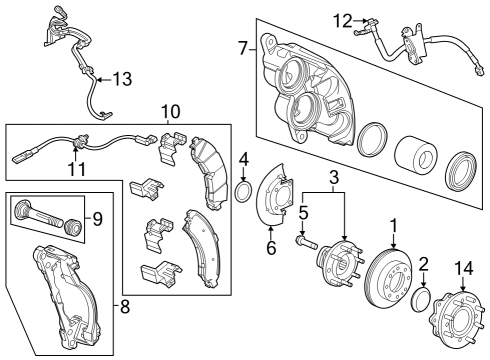 2022 Chevy Silverado 3500 HD Backing Plate, Front Driver Side Diagram for 84080137