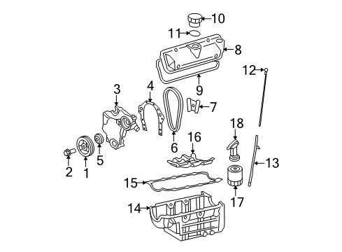 2007 Chevy Equinox Engine Parts, Mounts, Cylinder Head & Valves, Camshaft & Timing, Oil Pan, Oil Pump, Crankshaft & Bearings, Pistons, Rings & Bearings Diagram