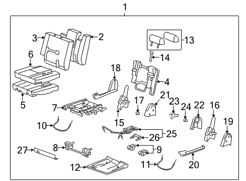 2012 Cadillac Escalade Rear Seat Components Diagram 6 - Thumbnail