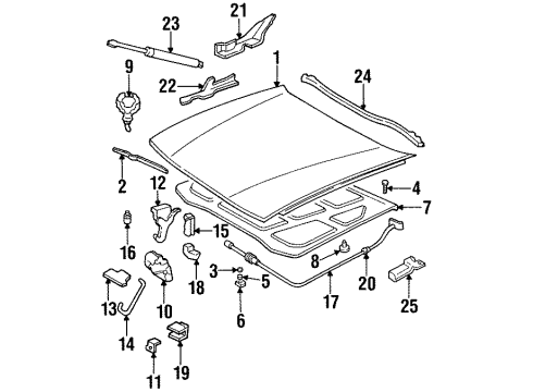 1997 Cadillac DeVille Hood & Components Diagram