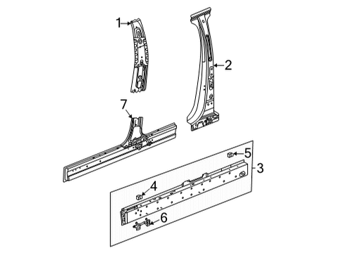 2022 Cadillac CT4 Center Pillar & Rocker Diagram