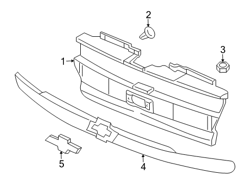 2005 Chevy Trailblazer Grille & Components Diagram