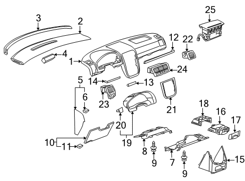 2005 Saturn Relay Cluster & Switches, Instrument Panel Diagram 3 - Thumbnail