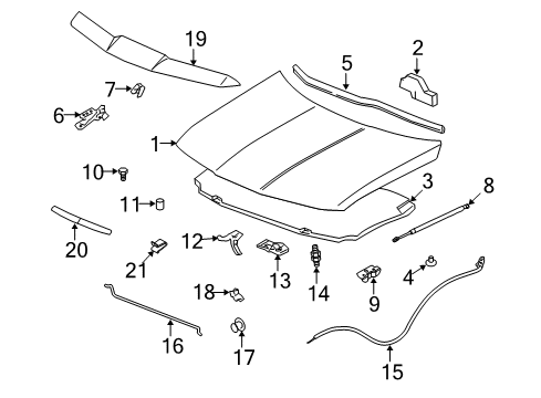 2005 Saturn Vue Hood & Components Diagram