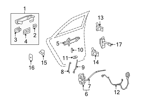 2014 Cadillac CTS Lock Assembly, Rear Passenger Side Diagram for 22862240
