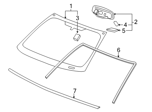 2008 Chevy Cobalt Windshield Glass, Reveal Moldings Diagram