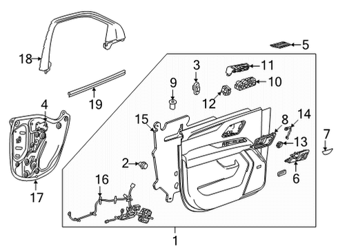 2021 GMC Yukon XL Interior Trim - Front Door Diagram