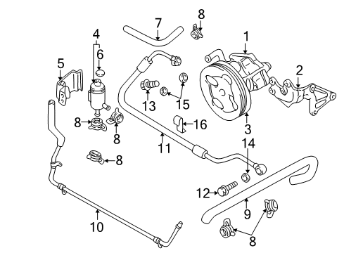 1999 Chevy Tracker Power Steering Return Hose Diagram for 30028608