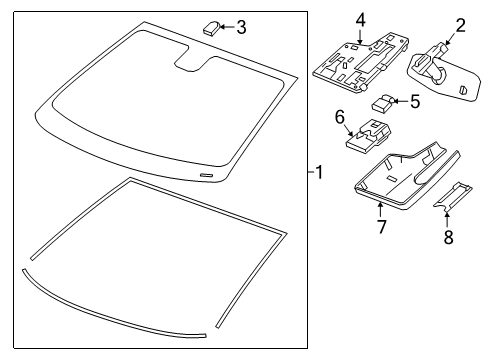 2019 Chevy Bolt EV Windshield Glass Diagram