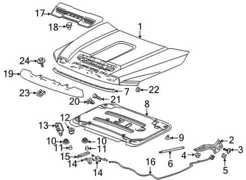 2020 GMC Sierra 2500 HD Hood & Components Diagram