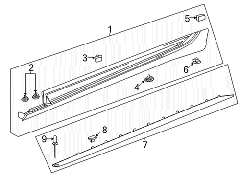 2022 Cadillac CT4 Exterior Trim - Pillars Diagram
