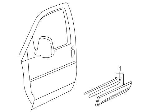 2002 Chevy Express 2500 Body Side Molding, Driver Side Diagram for 15072417