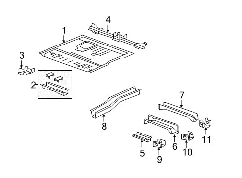 2012 Chevy Traverse Pillars, Rocker & Floor - Floor & Rails Diagram