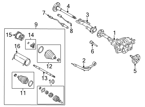 2002 GMC Yukon Carrier & Front Axles Diagram