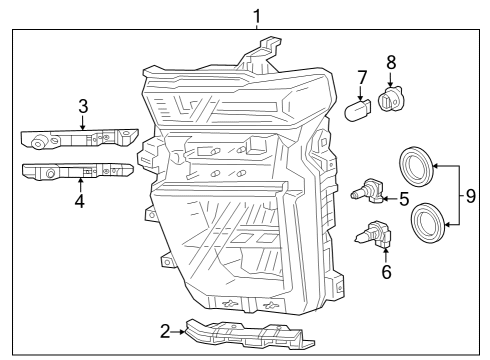 2024 Chevy Silverado 2500 HD Headlamp Assembly, Front Driver Side Diagram for 84983012