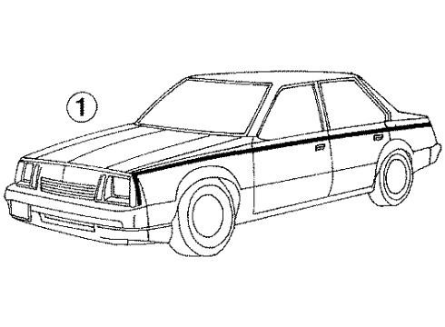 1985 Chevy Cavalier Stripe Tape, Driver Side Diagram for 15595212